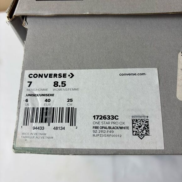 Converse Cons One Star Pro OX FireOpal/Black/White Suede Sneakers Women’s 8.5 - Picture 10 of 11